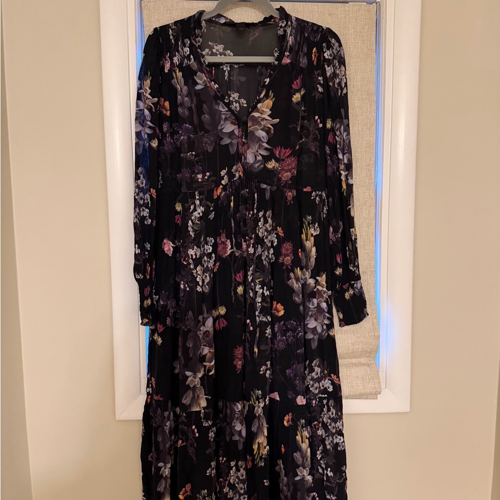 Allsaints Floral Black Maxi Dress